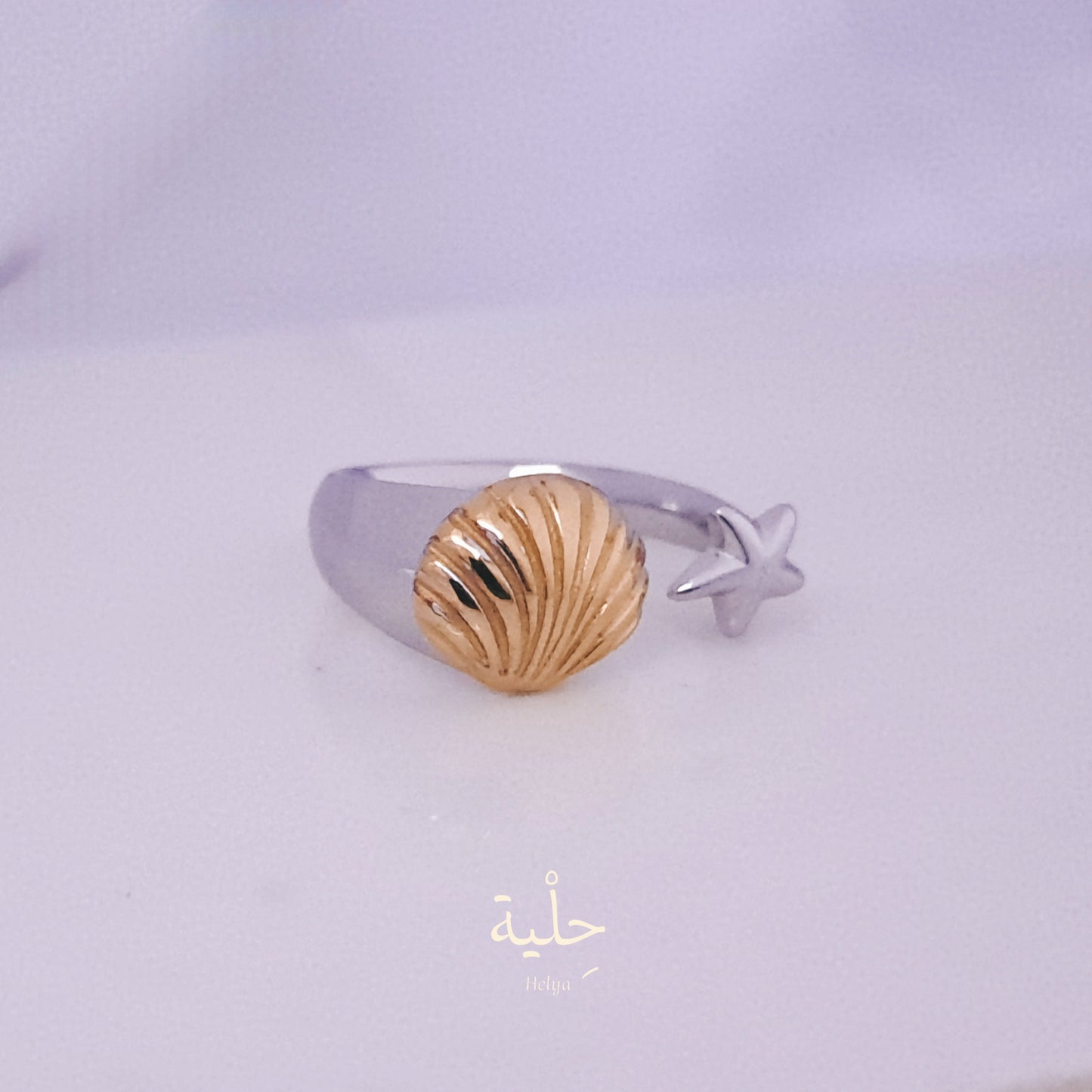 Sea shell & star fish stainless steel ring - mix color
