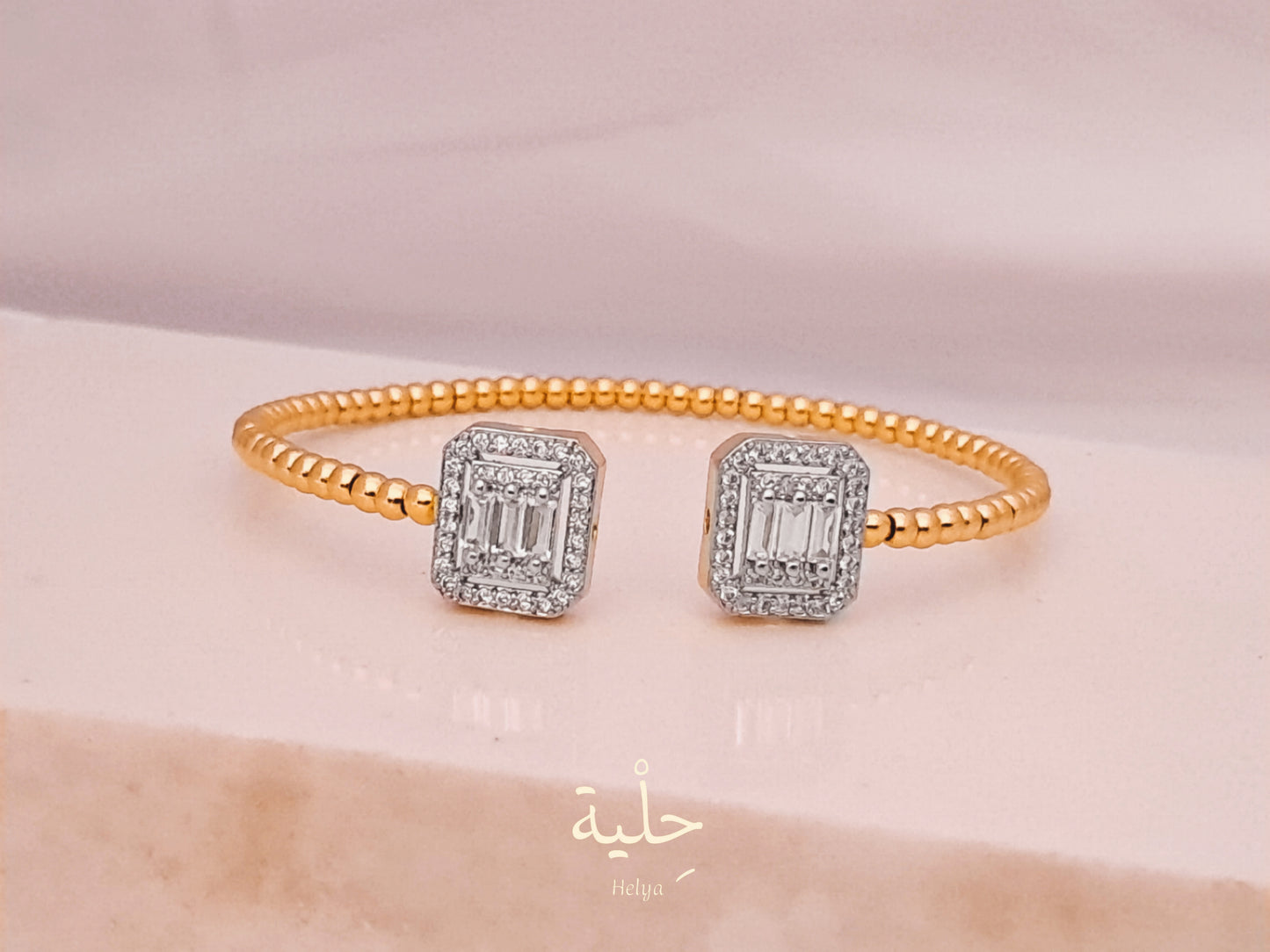 Square Silver with gold - gold plated bracelet