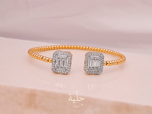 Square Silver with gold - gold plated bracelet