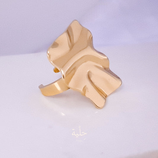 Arrugas stainless steel ring - gold