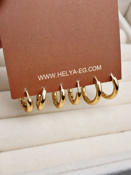 Hoops earing set - stainless steel - gold