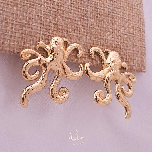 Octopus stainless steel earing - gold