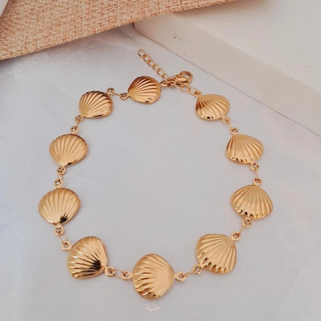 Sea shell shape stainless steel Anklets - gold