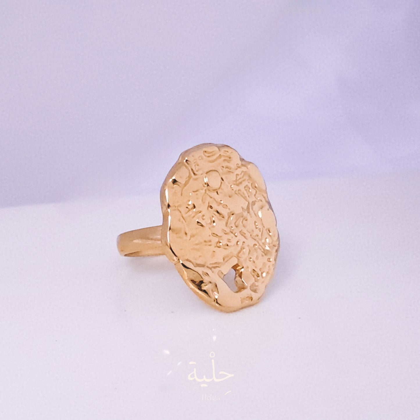 Circle Arugas Pierced Stainless Steel Ring - Gold