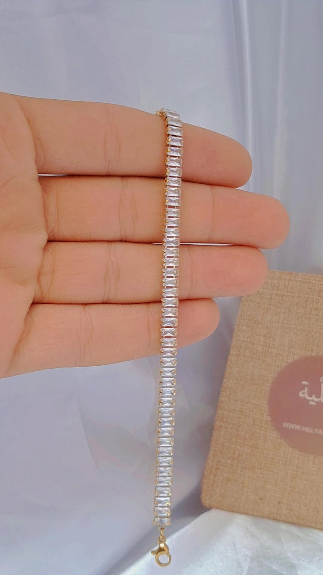 Stainless steel tennis bracelet baguette - gold