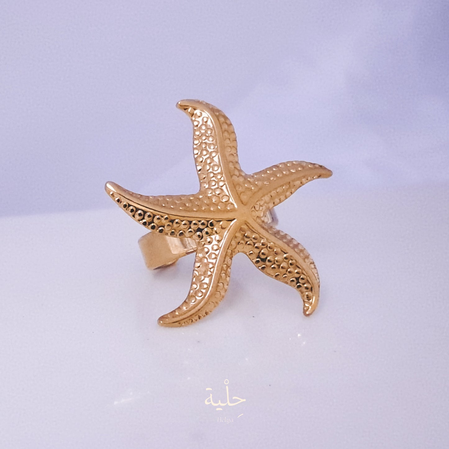 star fish stainless steel ring - gold