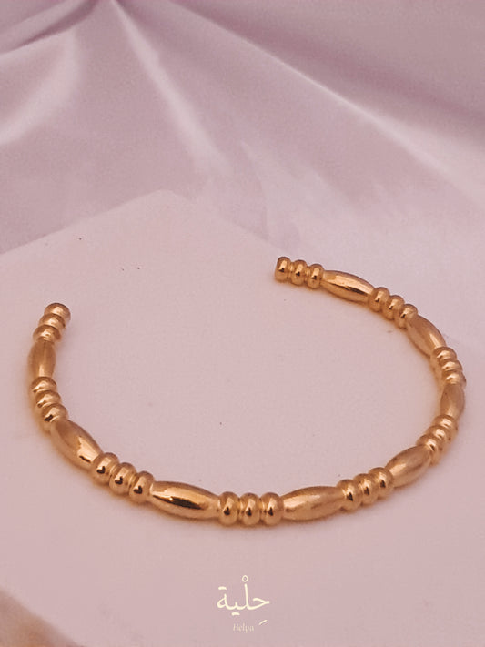 Bamboo stick stainless steel bracelet - gold