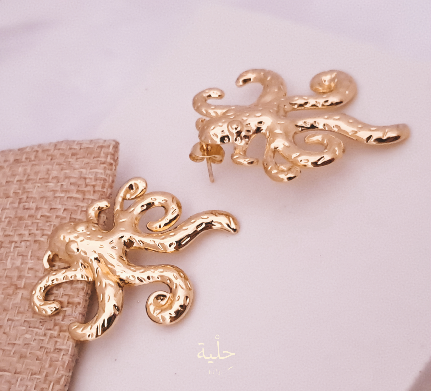 Octopus stainless steel earing - gold