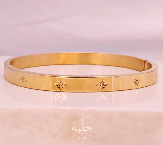 Seven star stainless steel bracelet - gold