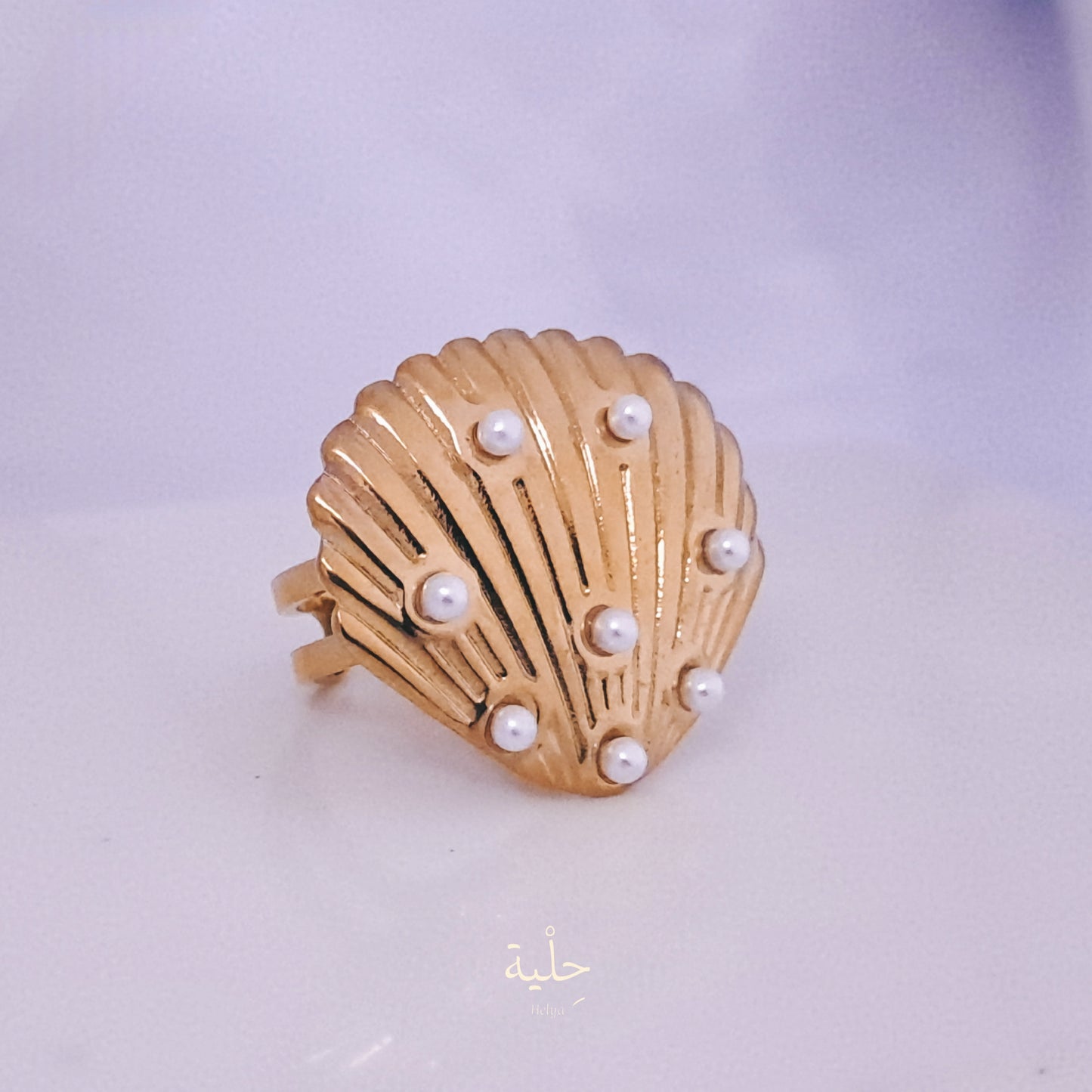 Sea shell stainless steel ring- gold