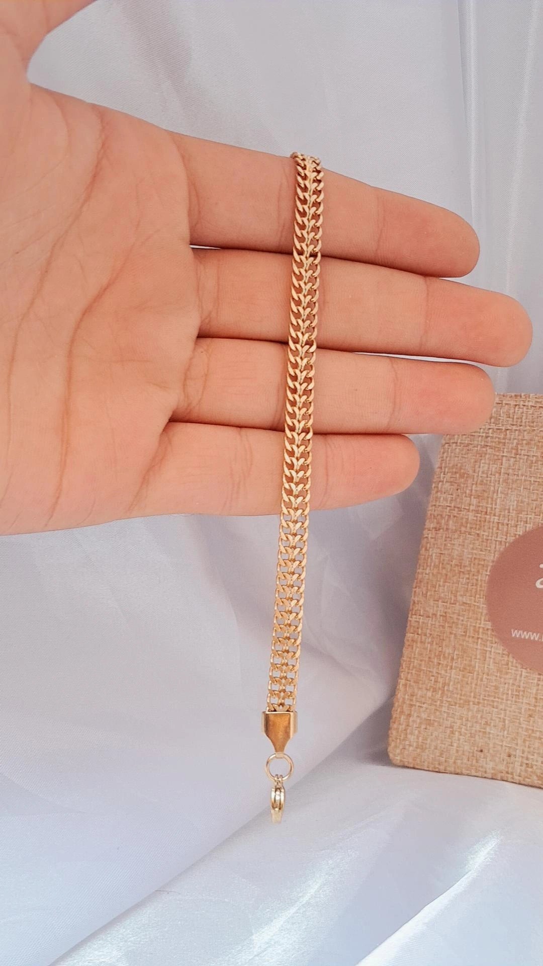 Flat cable stainless steel bracelet - gold