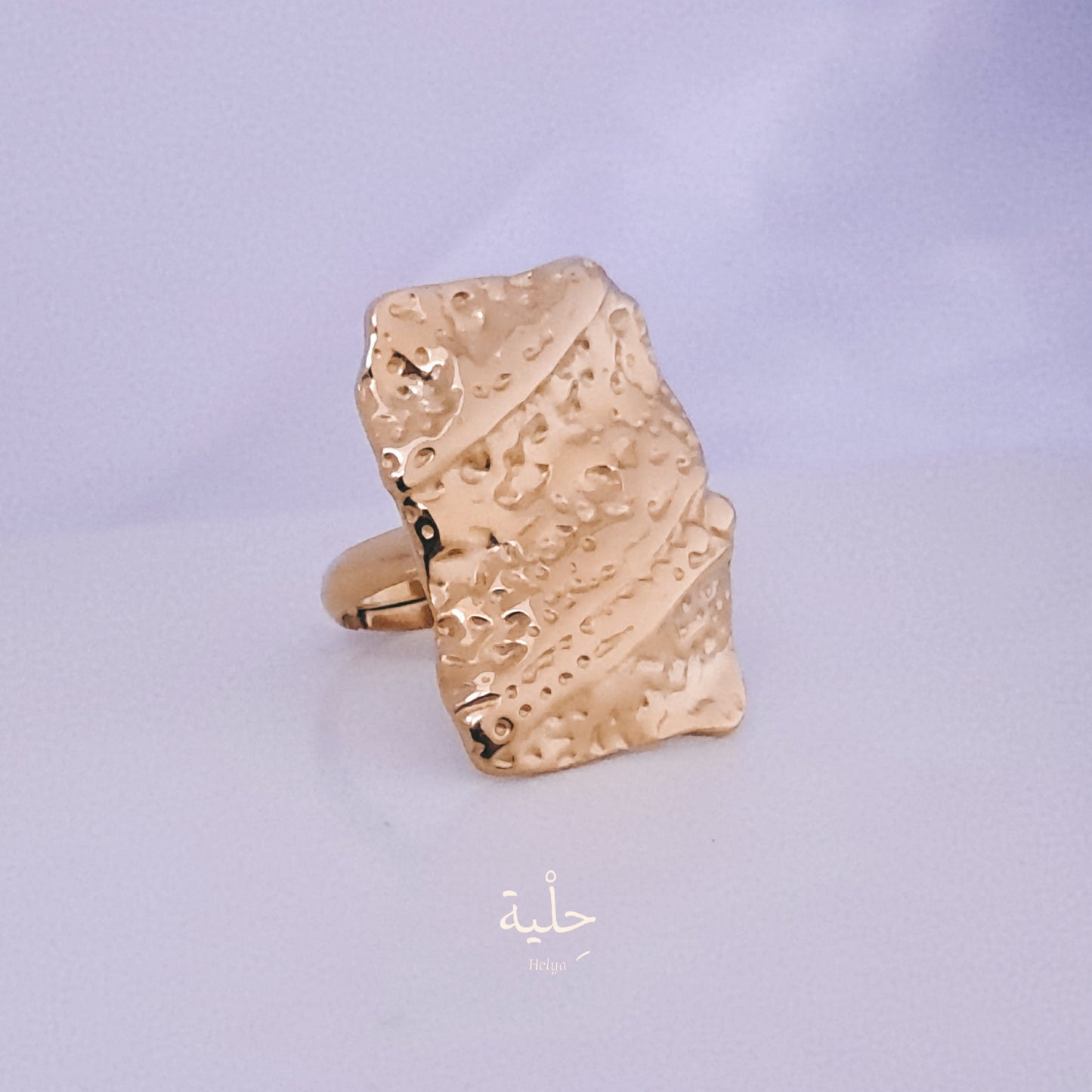 rectangular Arrugas stainless steel ring _ gold