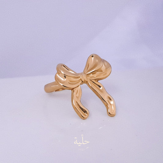 bow stainless steel ring - gold