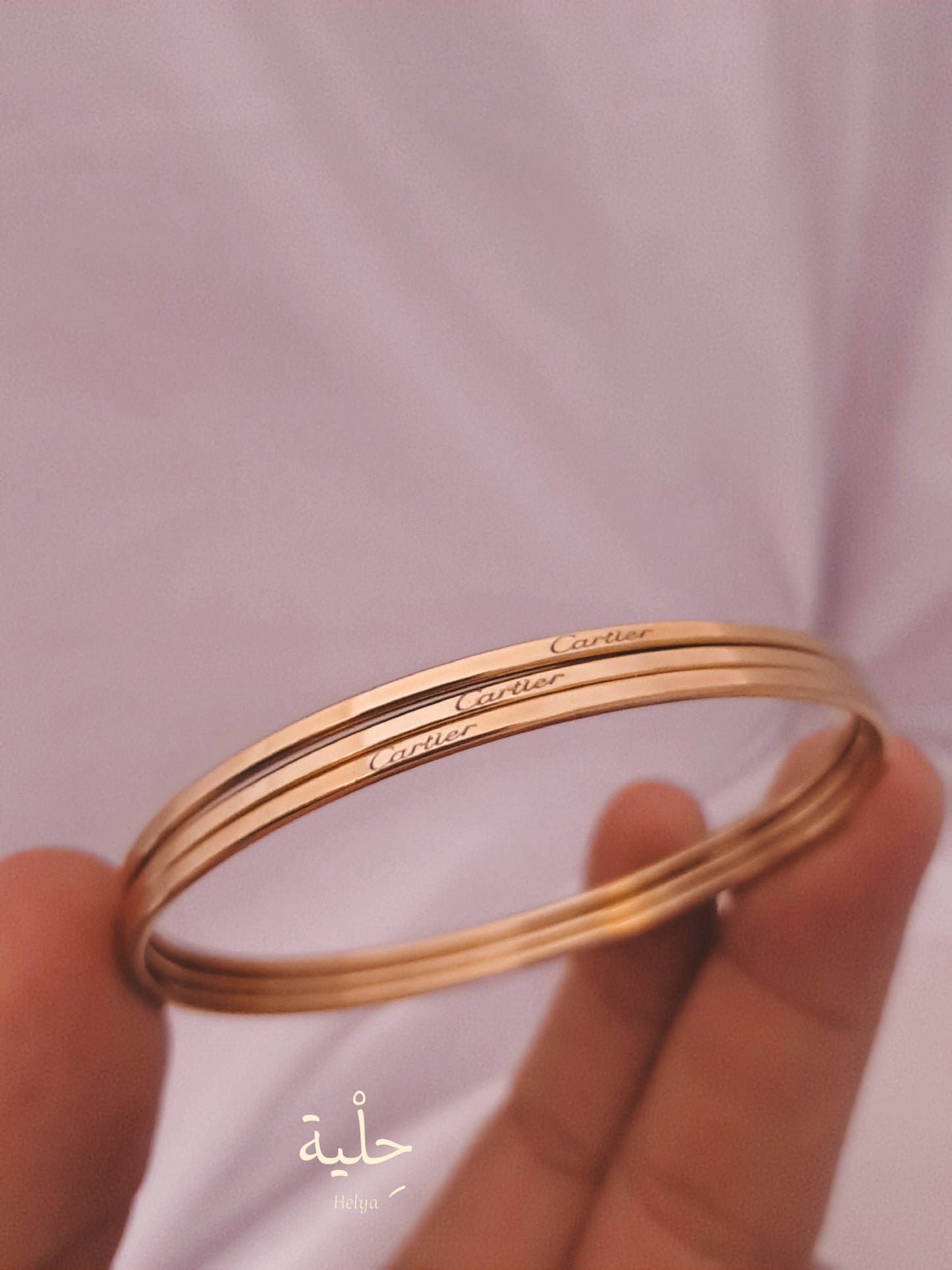 Triple cartier set stainless steel bracelets - gold