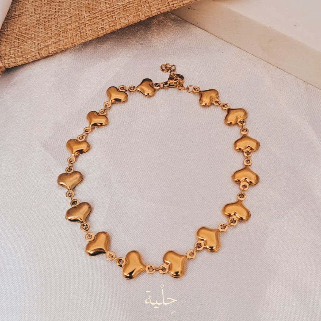Heart shape stainless steel Anklets - gold