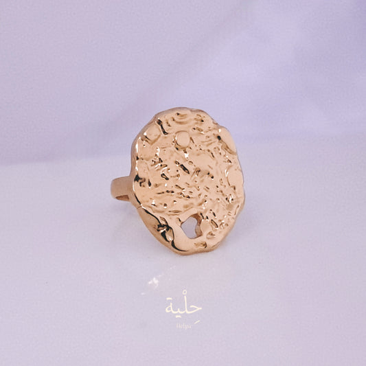 Circle Arugas Pierced Stainless Steel Ring - Gold