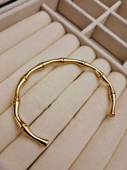 Bamboo stainless steel bracelet - gold