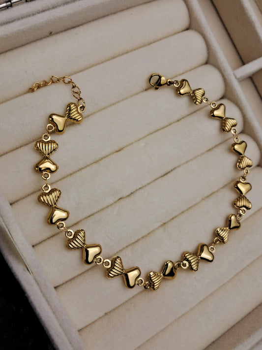 Heart shape stainless steel Anklets - gold