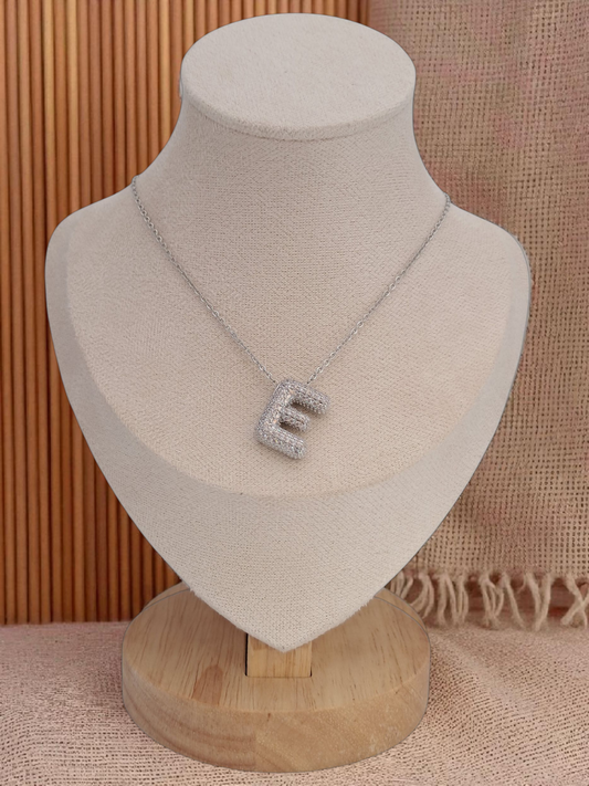 straus letter E necklace - silver