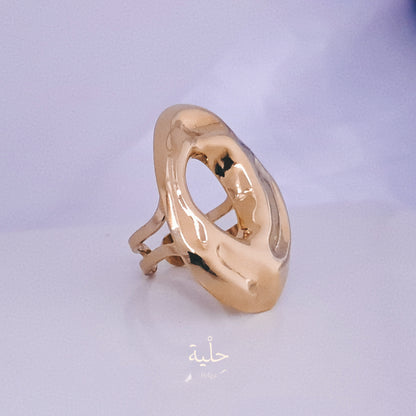 Circle Arugas Pierced Stainless Steel Ring - Gold