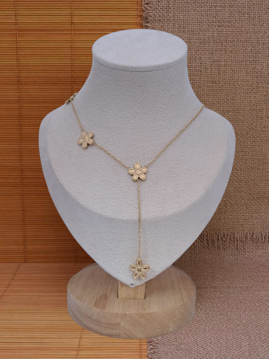 flower Y stainless steel necklace