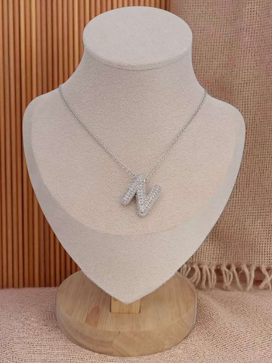straus letter N necklace - silver