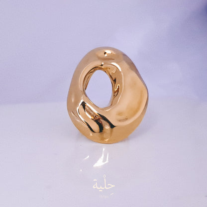 Circle Arugas Pierced Stainless Steel Ring - Gold