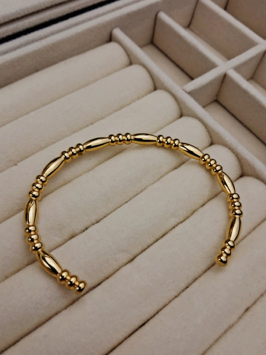 Bamboo stick stainless steel bracelet - gold