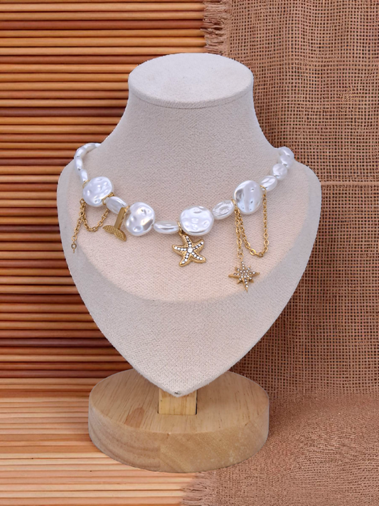 Pearl Necklace with star fish charm