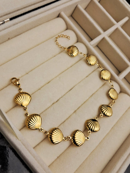 Sea shell shape stainless steel Anklets - gold