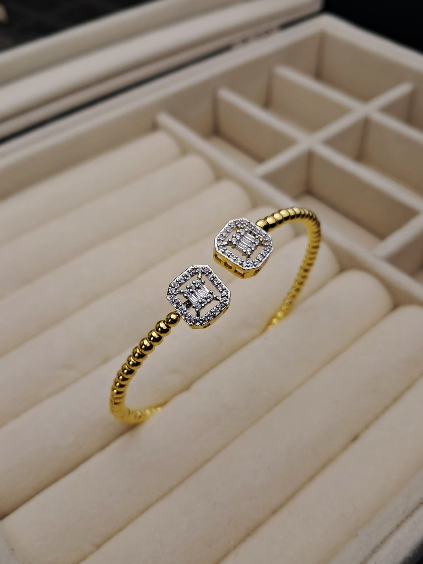 Square Silver with gold - gold plated bracelet