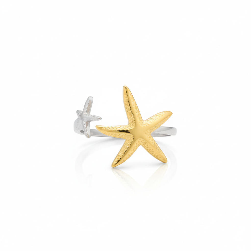 star fish stainless steel ring - mix color