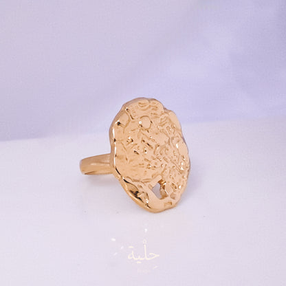 Circle Arugas Pierced Stainless Steel Ring - Gold