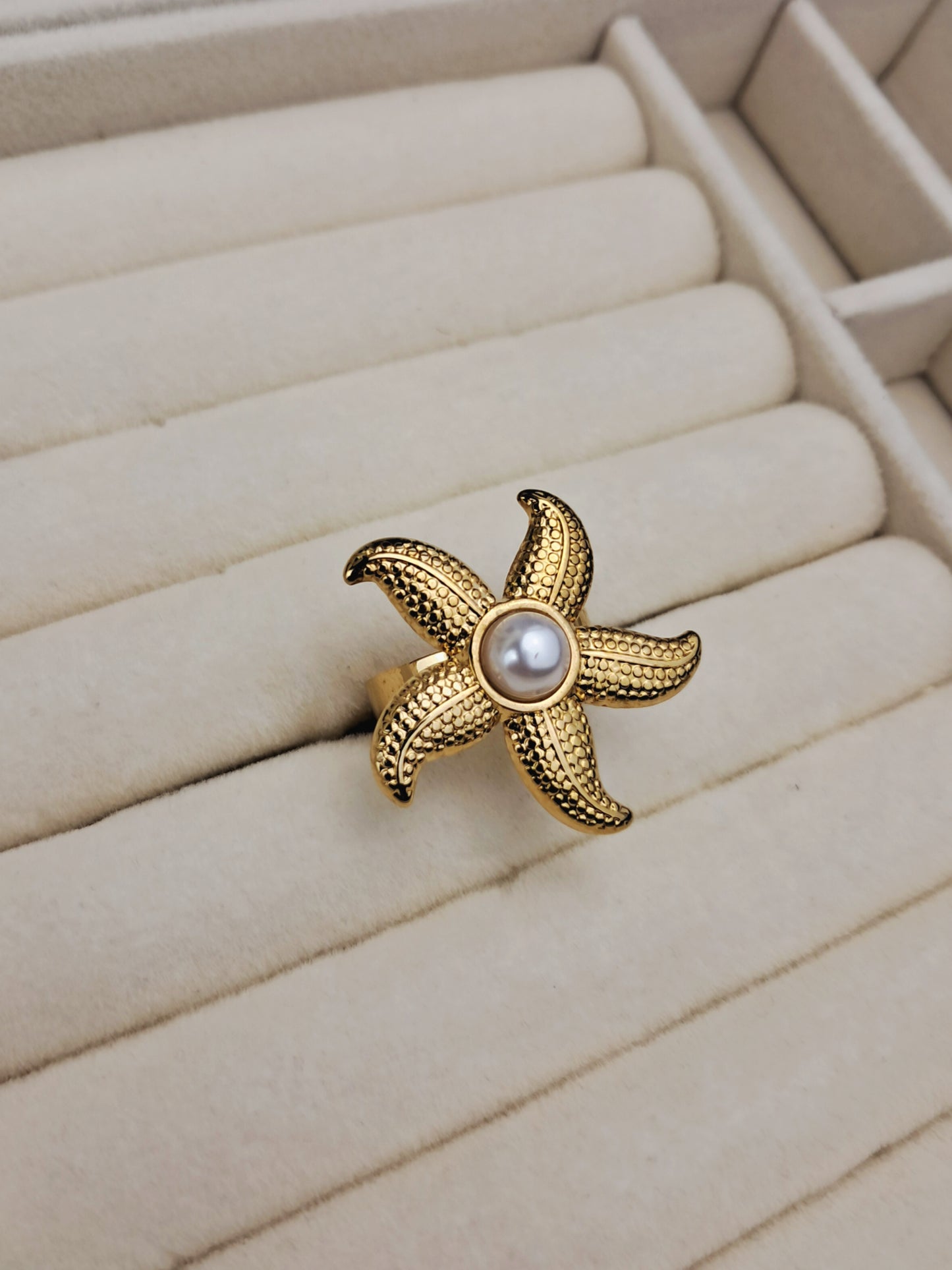 star fish stainless steel ring _ gold