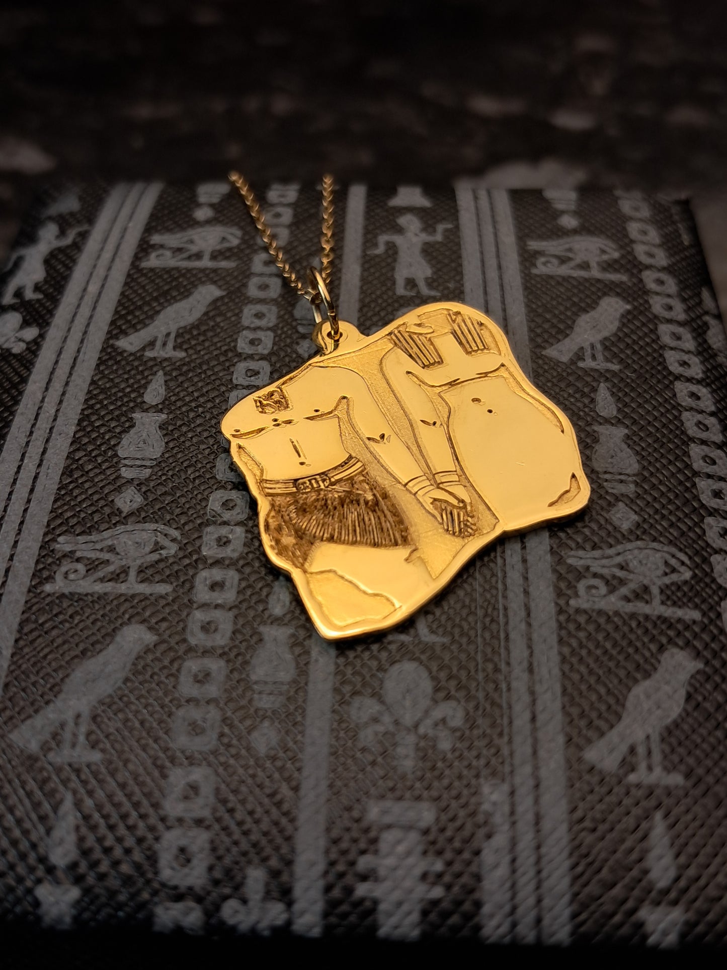 Pharaonic love statue necklace- gold plated