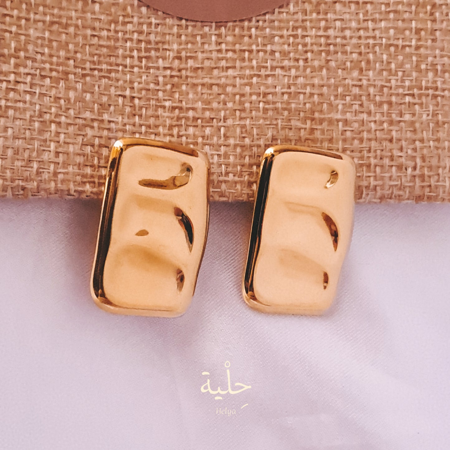 Square Arrugas stainless steel earing - gold