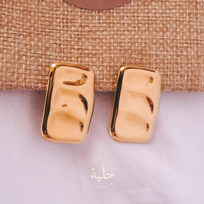 Square Arrugas stainless steel earing - gold