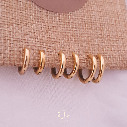 Hoops earing set - stainless steel - gold