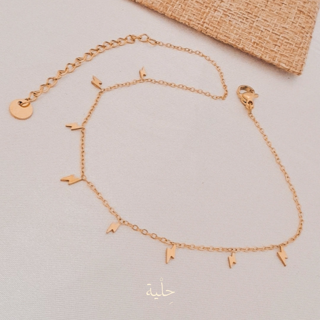 Electric shape stainless steel Anklets - gold