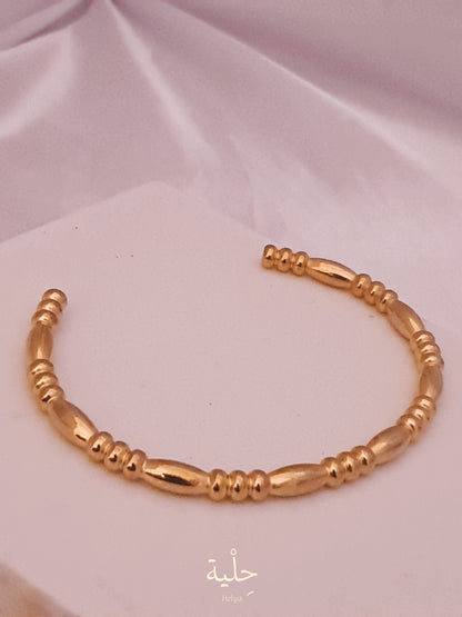 Bamboo stick stainless steel bracelet - gold