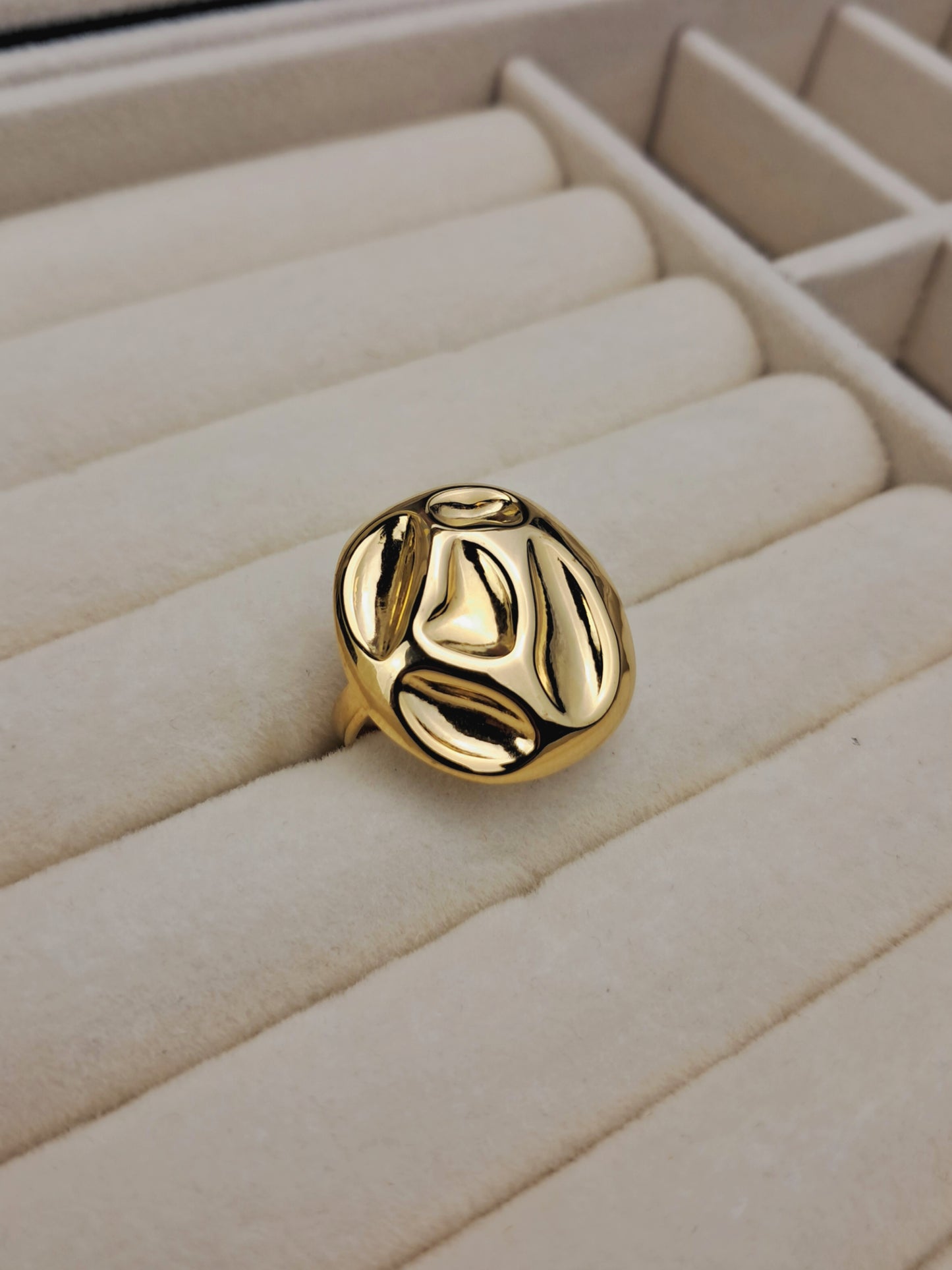 Circle Arrugas stainless steel ring _ gold