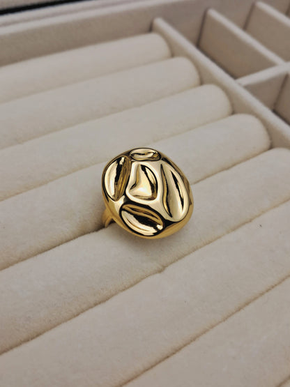 Circle Arrugas stainless steel ring _ gold