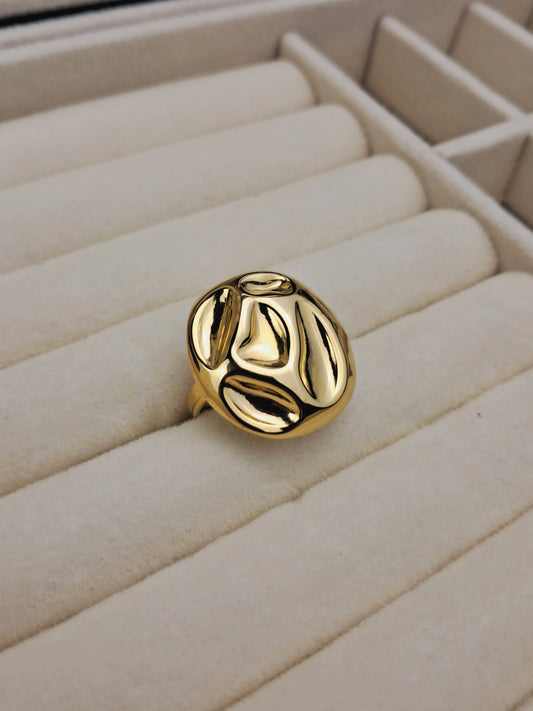 Circle Arrugas stainless steel ring _ gold