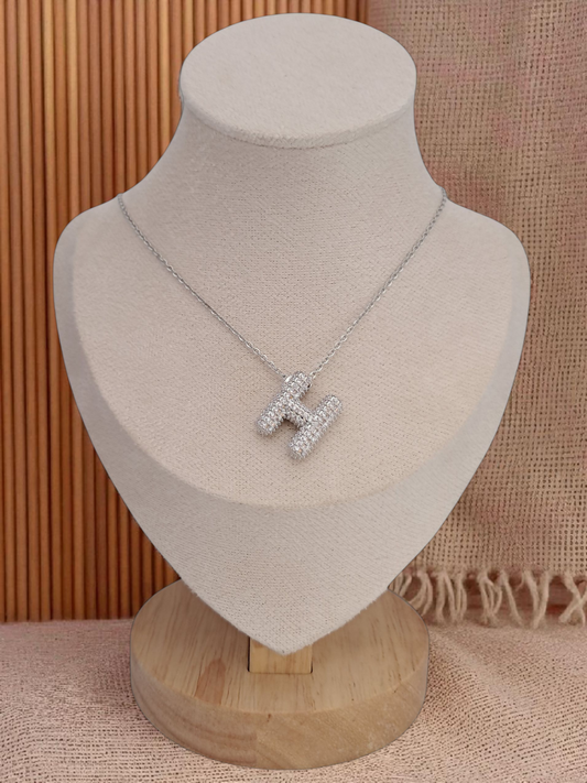 straus letter H necklace - silver