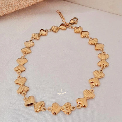 Heart shape stainless steel Anklets - gold