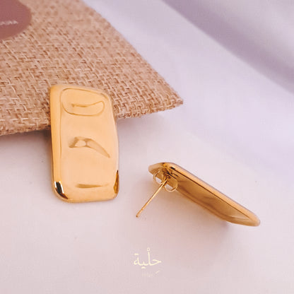 Square Arrugas stainless steel earing - gold