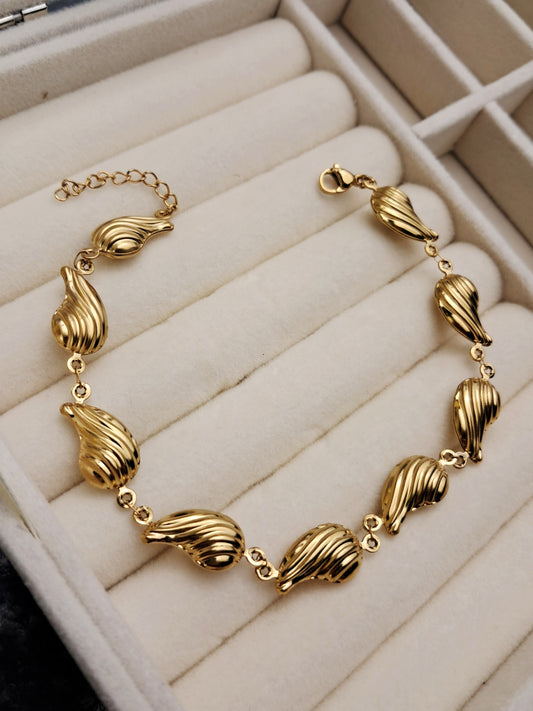 Arrugas shell shape stainless steel Anklets - gold