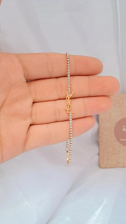 YSL stainless steel tennis bracelet - gold