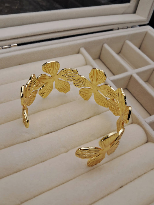 flower stainless steel bracelet - gold