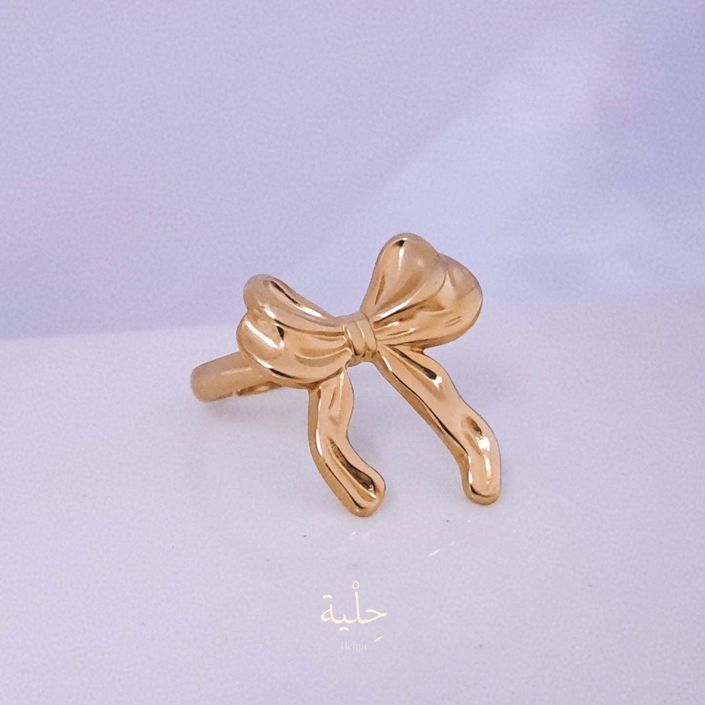 bow stainless steel ring - gold